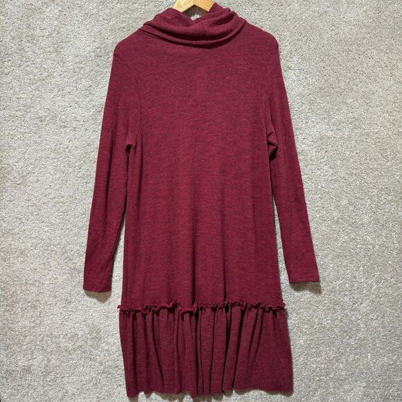 Anthropologie Sunday in Brooklyn Sweater Dress Women's Large Wine ruffle hem NWT - Picture 16 of 16